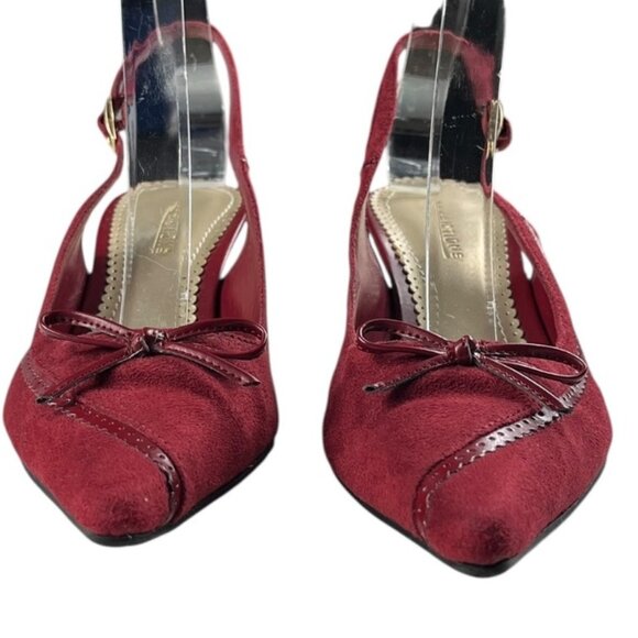 Predictions Jacelyn Red Faux Suede Heels Slingback Shoes Size 7 - Picture 2 of 16